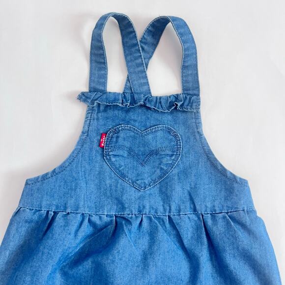 LEVI'S SAN FRANCISCO TODDLER GIRLS DENIM SLEEVLESS JUMPER BLUE SIZE 18 MONTHS - Picture 1 of 9